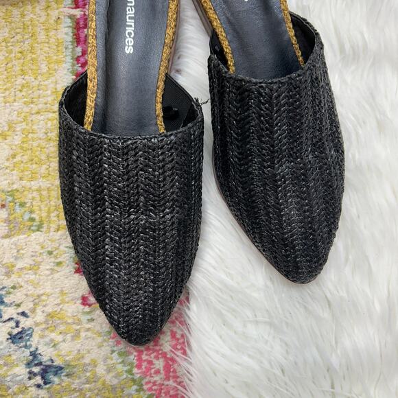 Maurices Black Mule 8 Woven Rattan Slip On Boho Casual Summer Neutral Minimalist - Picture 2 of 8